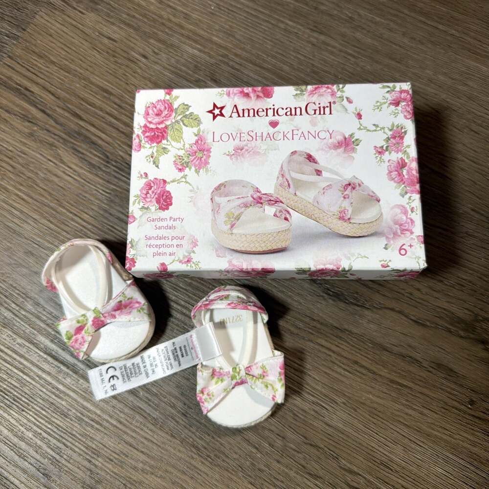 American Girl X LoveShackFancy Garden Party Sandals for 18 inch Doll - NEW